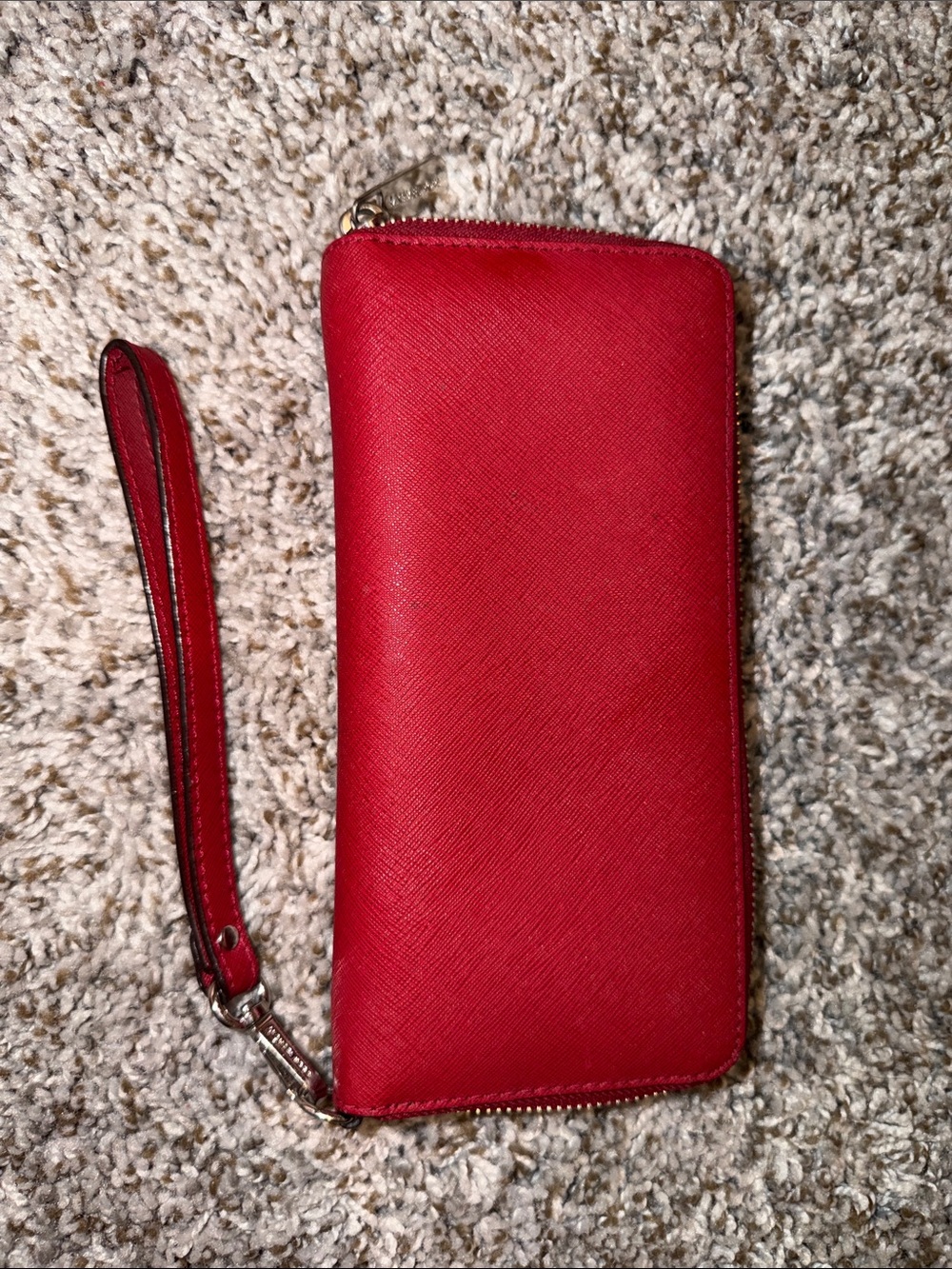 Michael Kors Red Saffiano Zip Wristlet Wallet - Picture 3 of 3